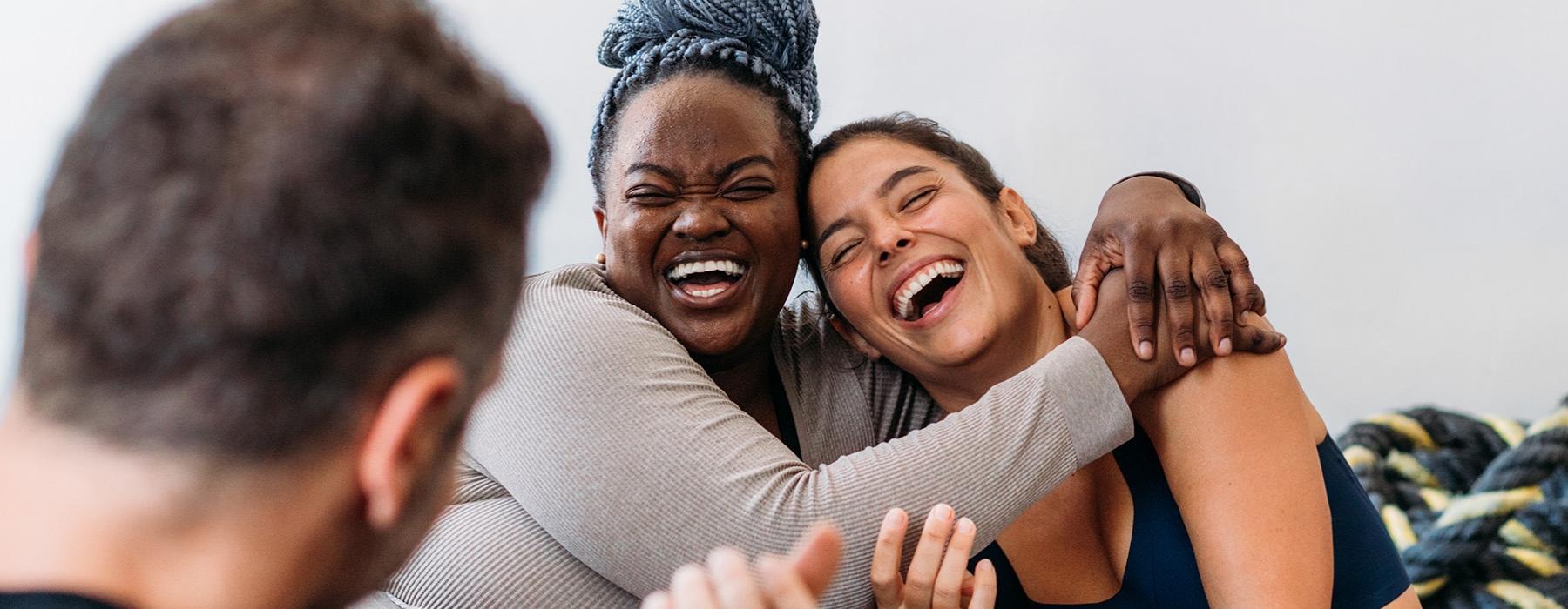 a group of people laughing